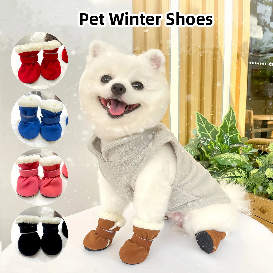 Bottes antidérapantes d'hiver pour chiens | Lot de 4 pour petits et moyens chiens et chats