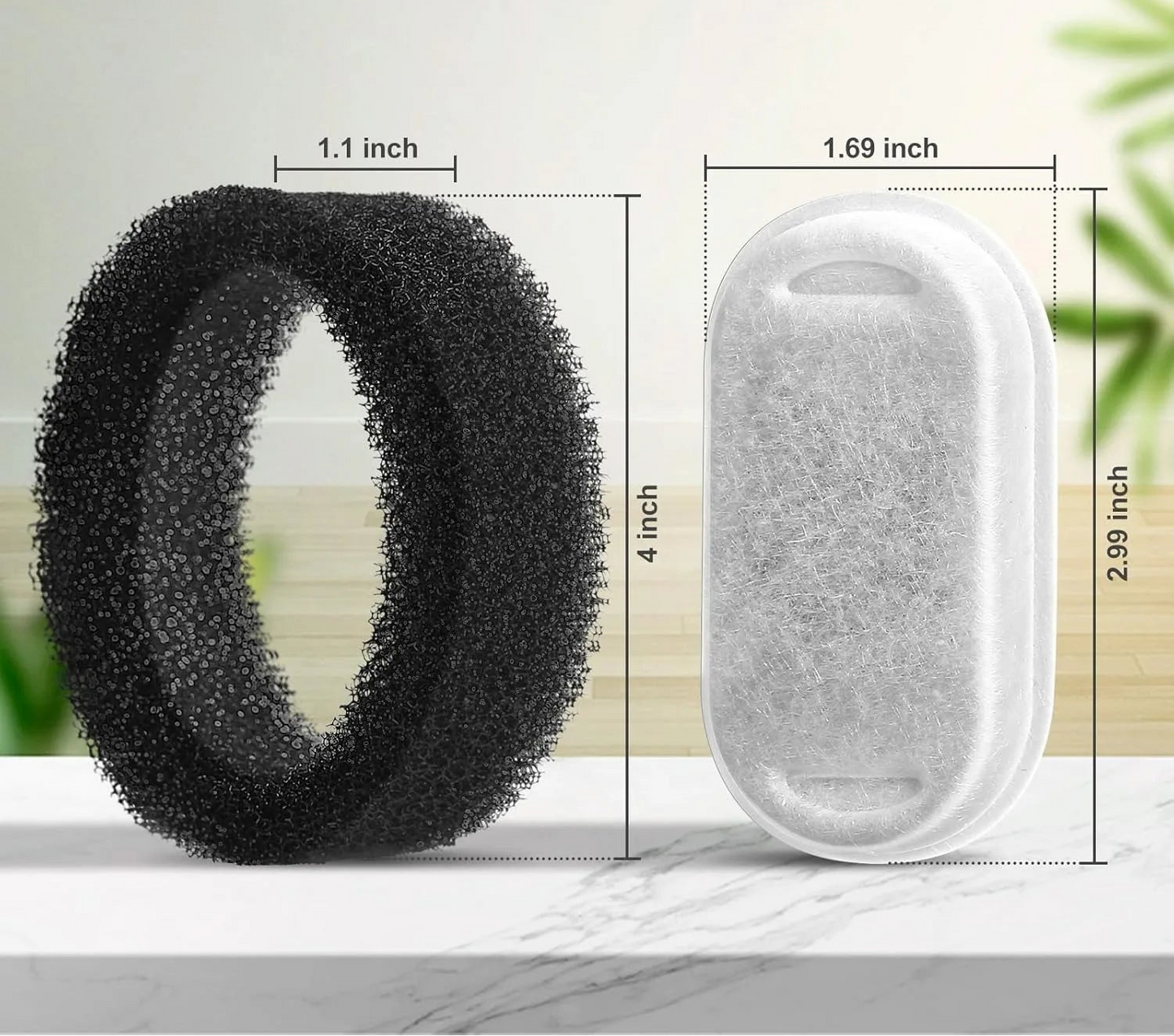 Filtres de remplacement et éponges pour fontaines à eau pour animaux de compagnie - Compatibles avec les modèles 2L et 3.2L