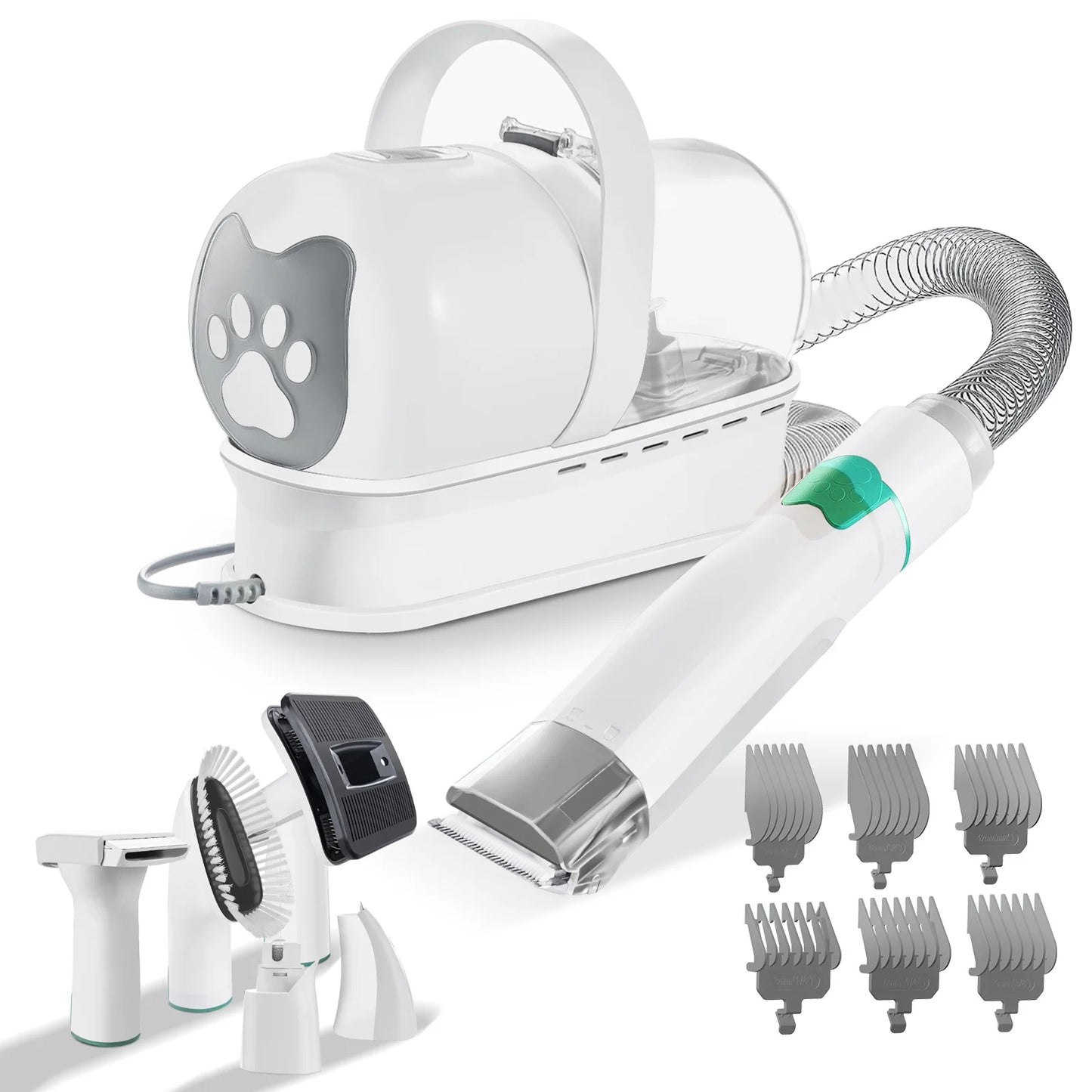 7-in-1 Pet Grooming Vacuum Kit with Clippers & Nail Grinder – 400W