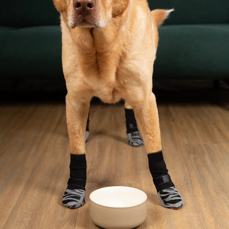 Anti-Slip Knitted Dog Socks with Paw Grip – Pack of 4
