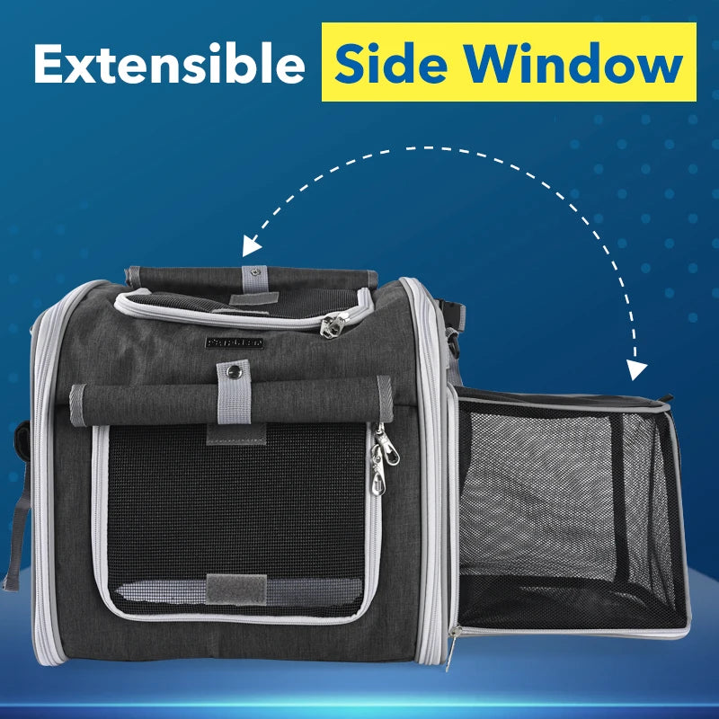 Expandable Pet Travel Carrier with Mesh Windows