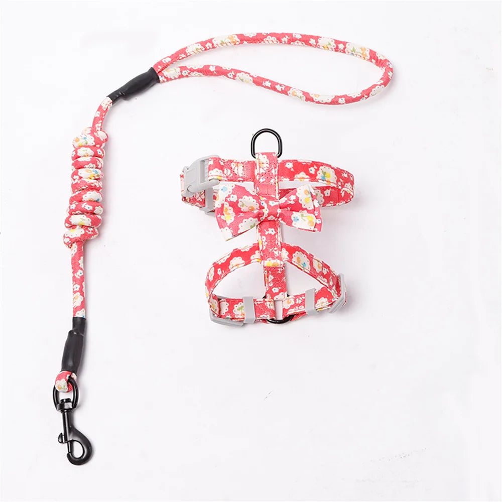 Floral Print Harness & Leash Set for Cats & Small Dogs