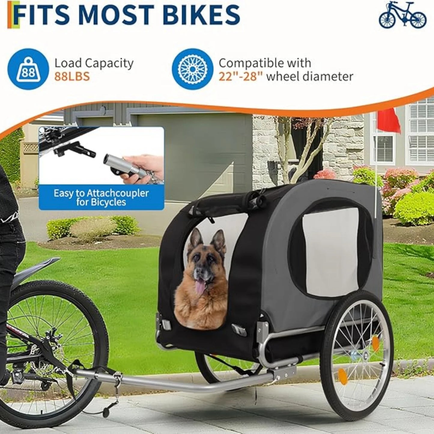 Dog Bike Trailer & Jogger with Air Tires | Up to 40kg