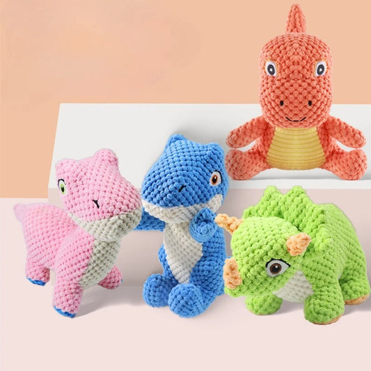 Plush Dinosaur Dog Toy - Interactive Chew Toy for Small Dogs