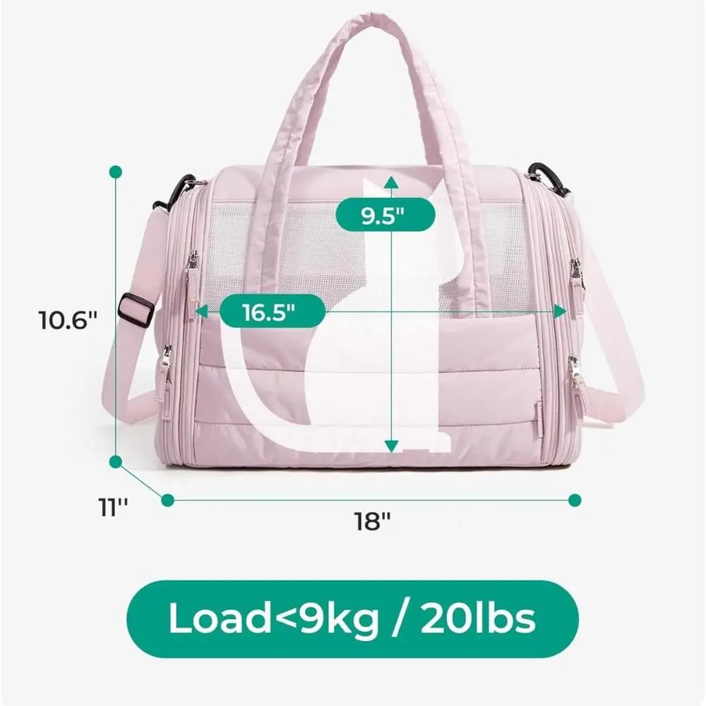 Quilted Pet Carrier with Mesh Panels & Removable Pad