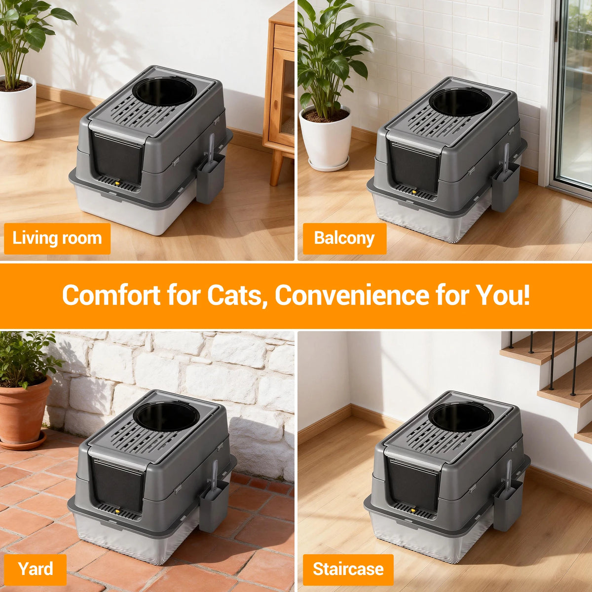 Extra Large Stainless Steel Cat Litter Box | 35L | Flip-Top | Dual Entry | Odour Control