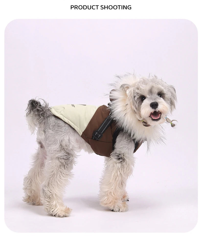 Fleece Hooded Dog Jacket – Warm Plush Winter Coat for Dogs & Cats