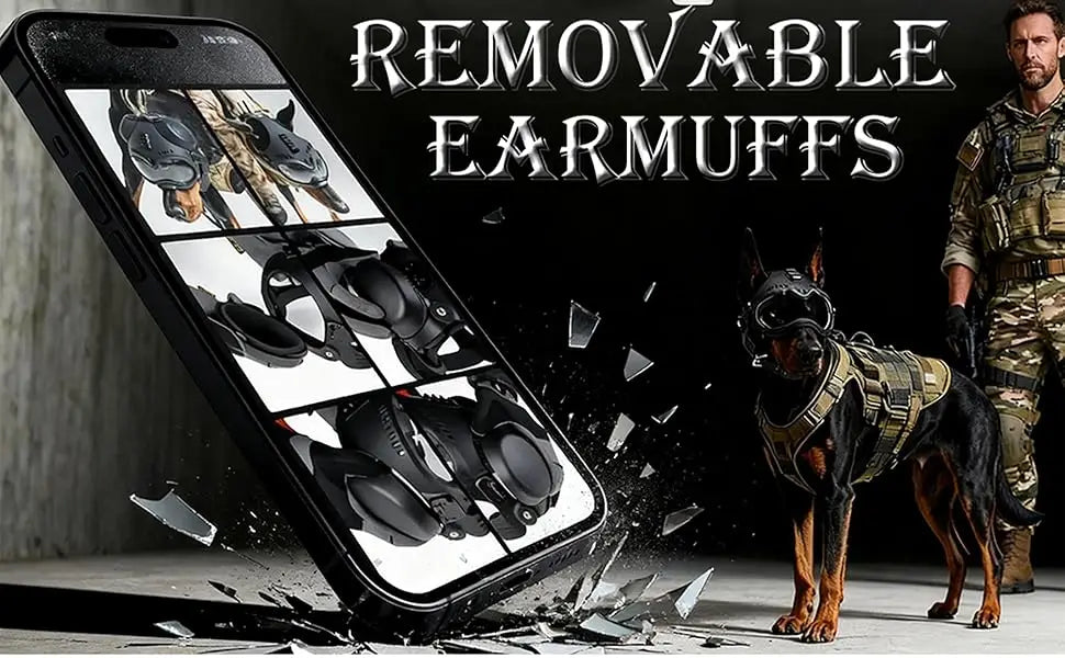 K9 Tactical Dog Helmet with Dual Goggles — Windproof Polyester Shell for Working Dogs
