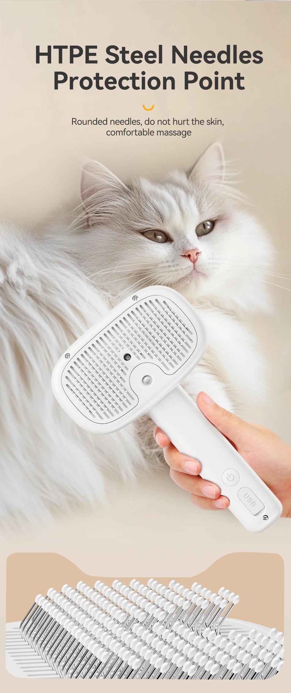 Electric Steam Spray Grooming Brush for Dogs & Cats