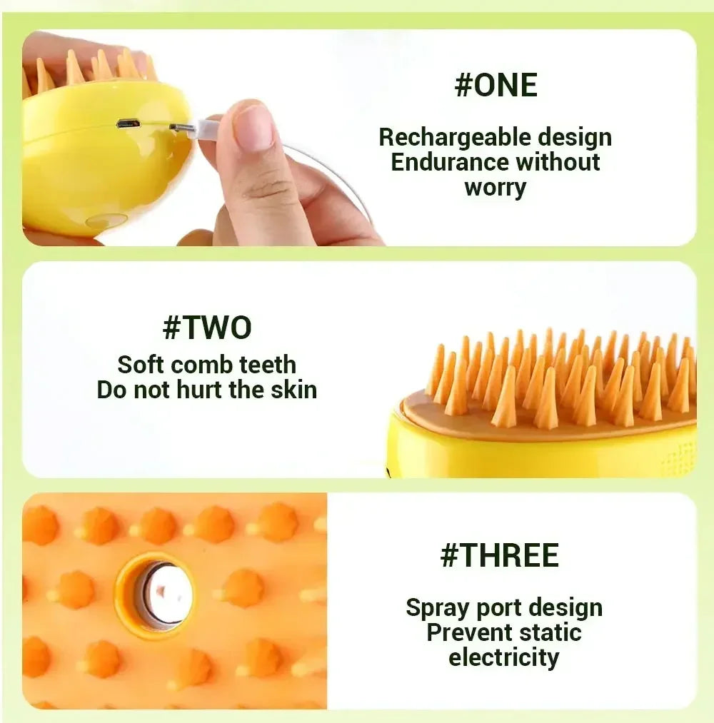 Steamy Brush - Pulvérisateur électrique pour le toilettage des animaux de compagnie