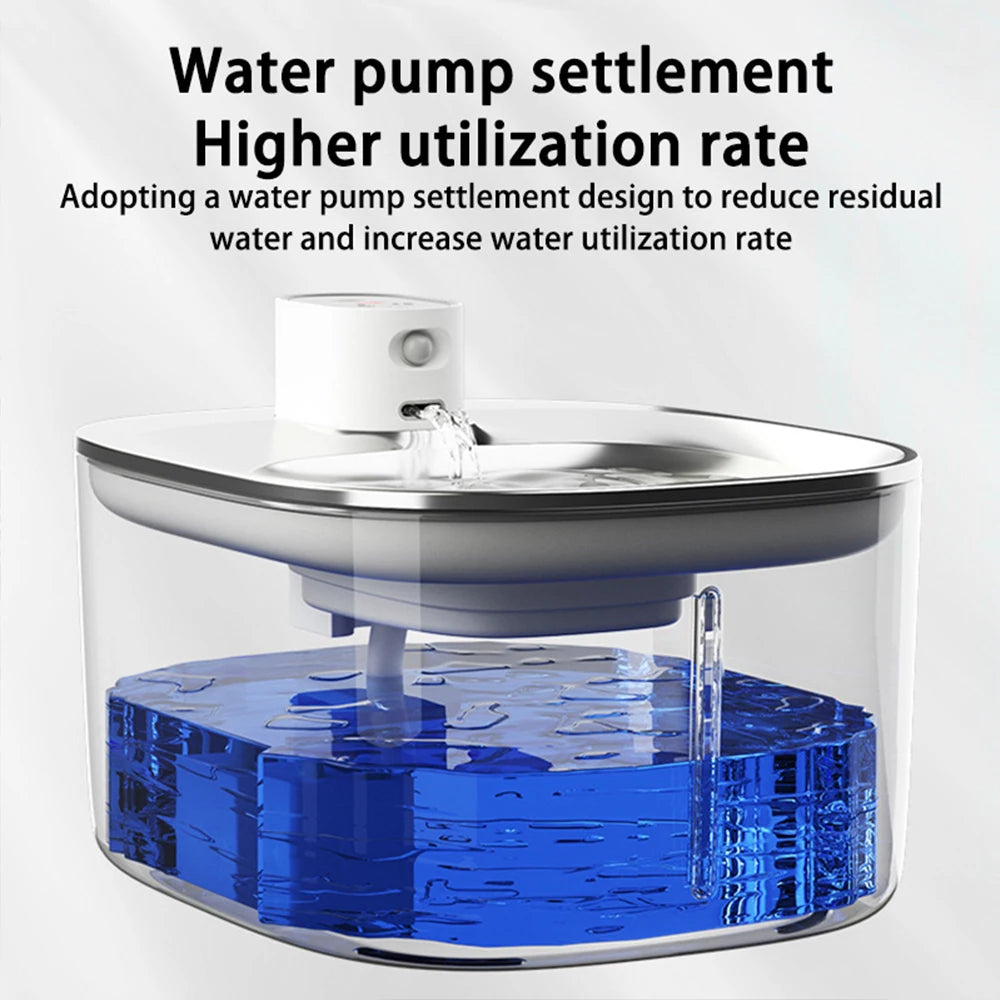 4L Stainless Steel Wireless Pet Water Fountain with Motion Sensor