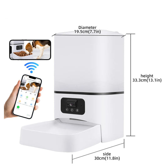 Smart WiFi Pet Feeder with HD Camera - 6L Large Capacity Automatic Dispenser