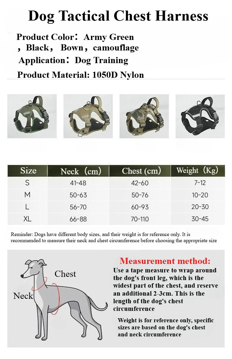 Large Dog Harness with Leash - Training Vest for Medium to Large Dogs