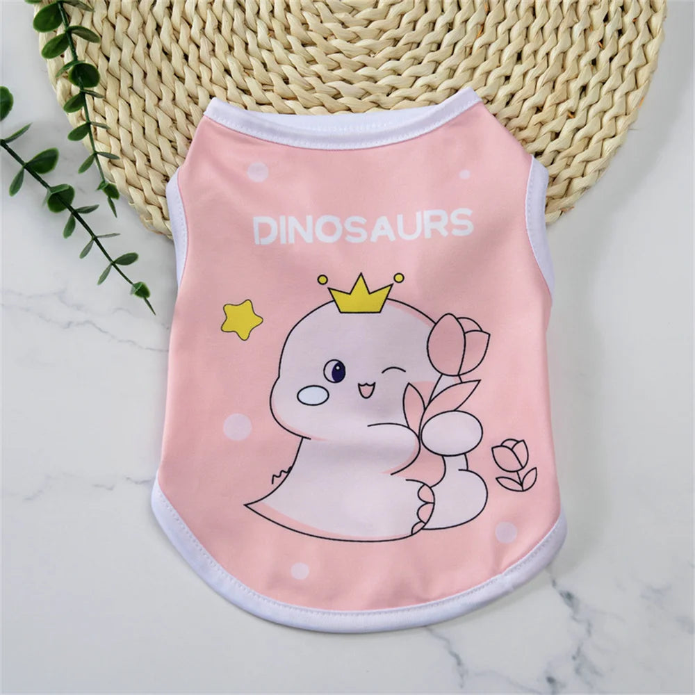 Cartoon Print Sleeveless Vest for Small Dogs & Cats