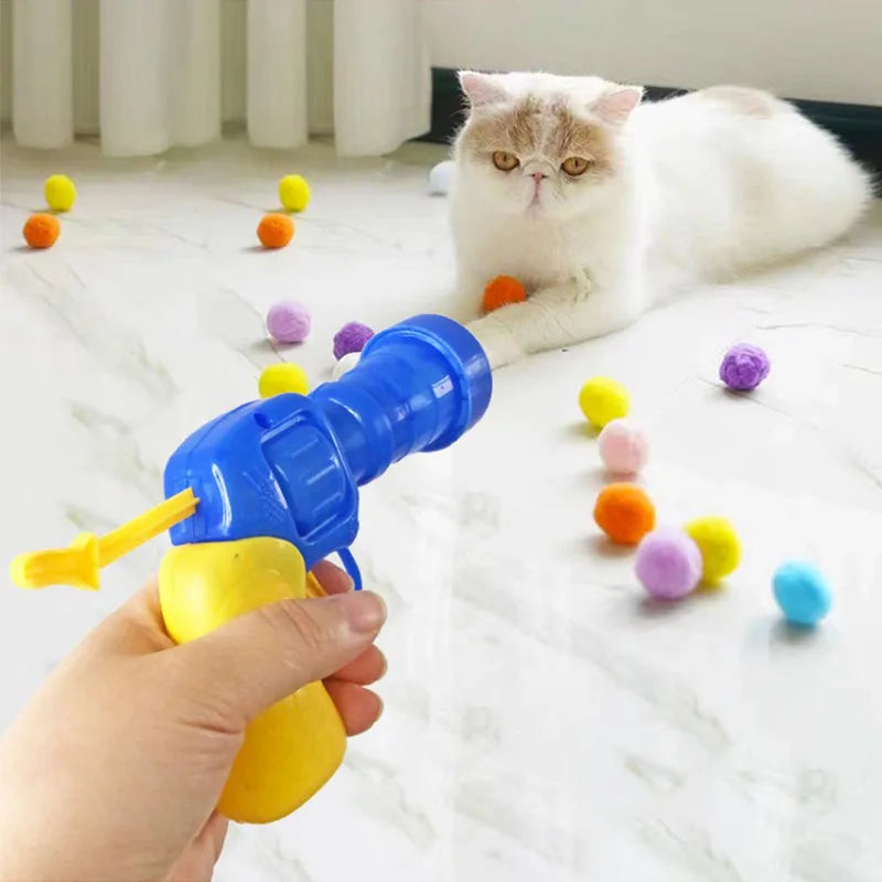 Interactive Pompom Launcher Cat Toy