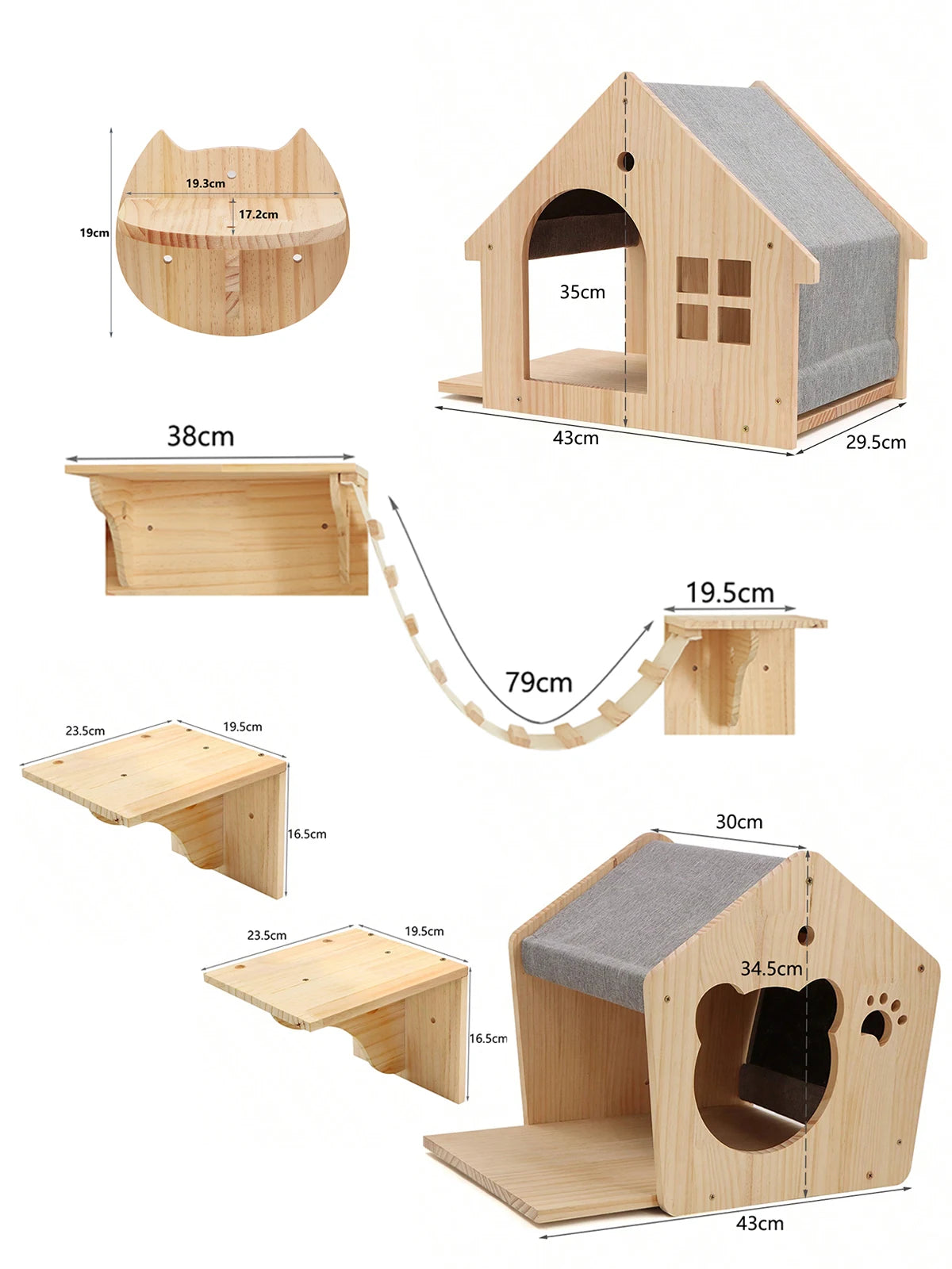 Wall-Mounted Cat Climbing Shelves & Hideaway Houses