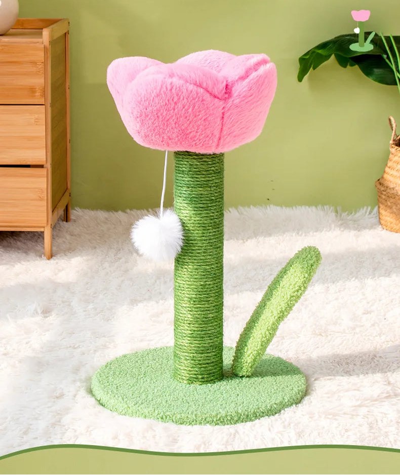 Tulip Cat Tower with Sisal Scratching Post & Kitten Teaser