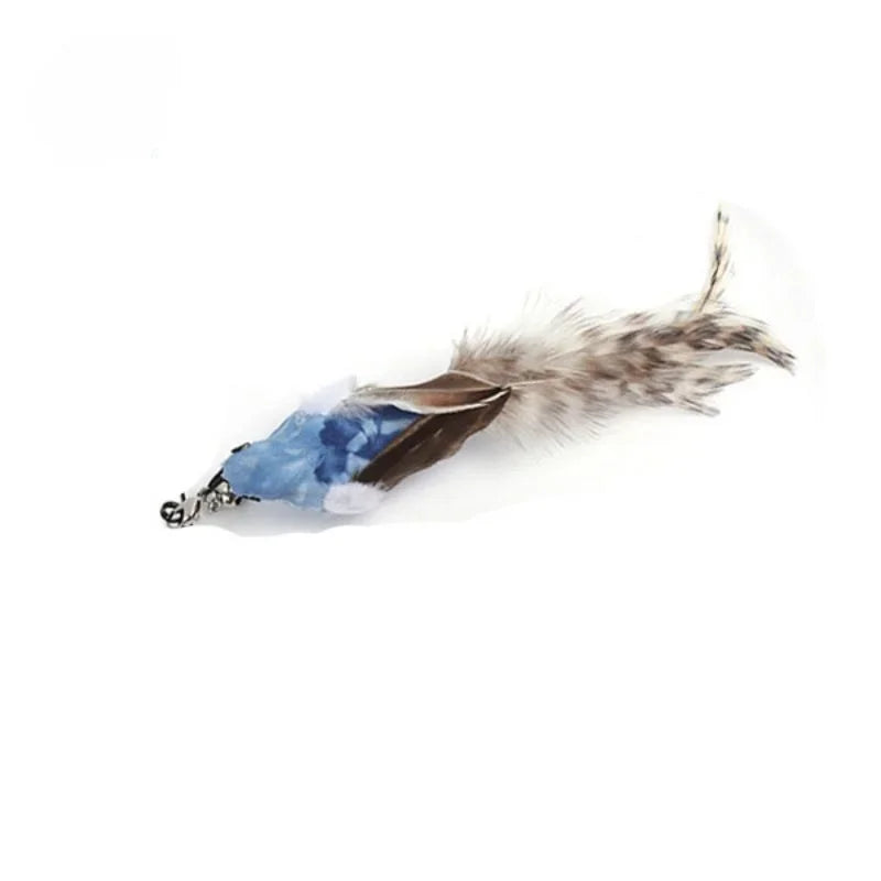 Feather Wand Cat Toy with Bell & Worm String - Interactive Teaser Set