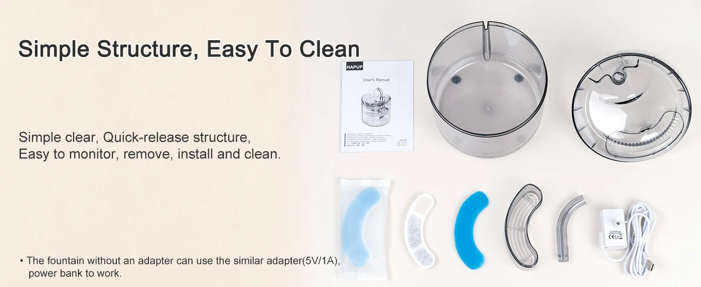 Fontaine à eau pour chat - Distributeur automatique d'eau pour animaux de compagnie 1,8 L