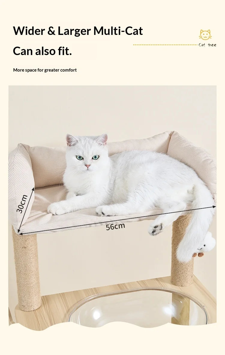 Wooden Cat Tree with Capsule House