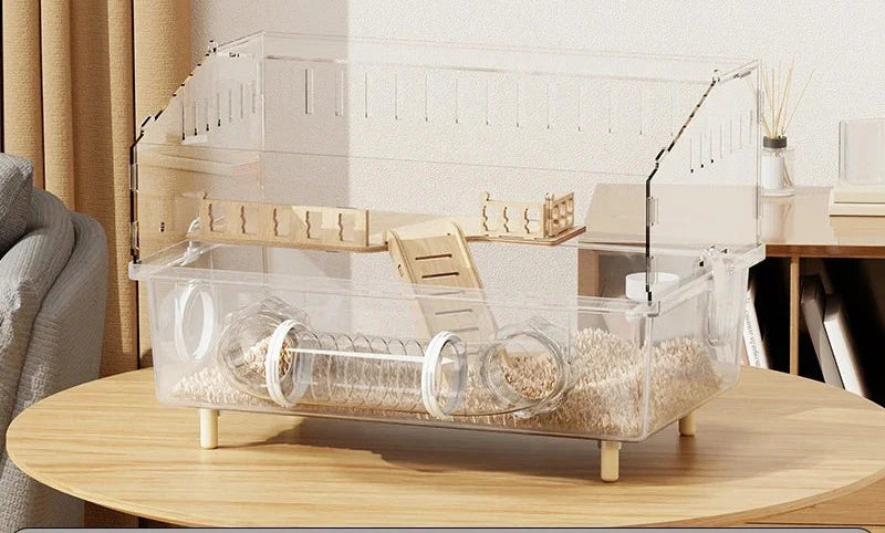 Large Transparent Hamster Cage – Luxury Villa Habitat Full Set for Small Rodents