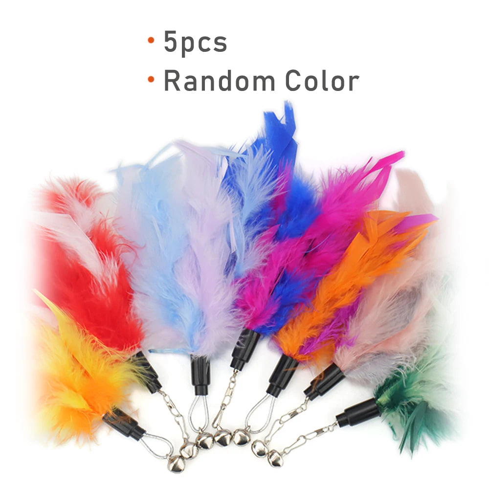 Bright Colour Feather Cat Teaser Replacement Pack (5 Pcs Random Mix)