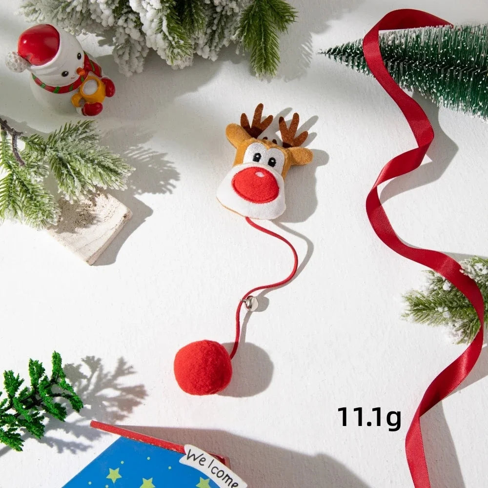 Christmas Cat Plush Ball Toy with Bell - Interactive Soothing Toy for Cats