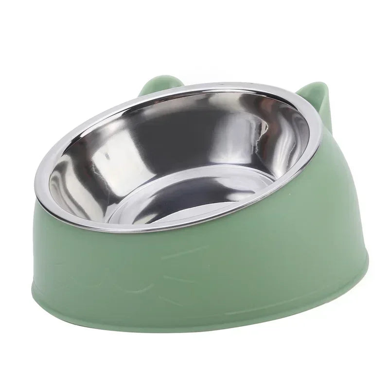 Cat Ear Stainless Steel Pet Bowl with Non-Slip Base