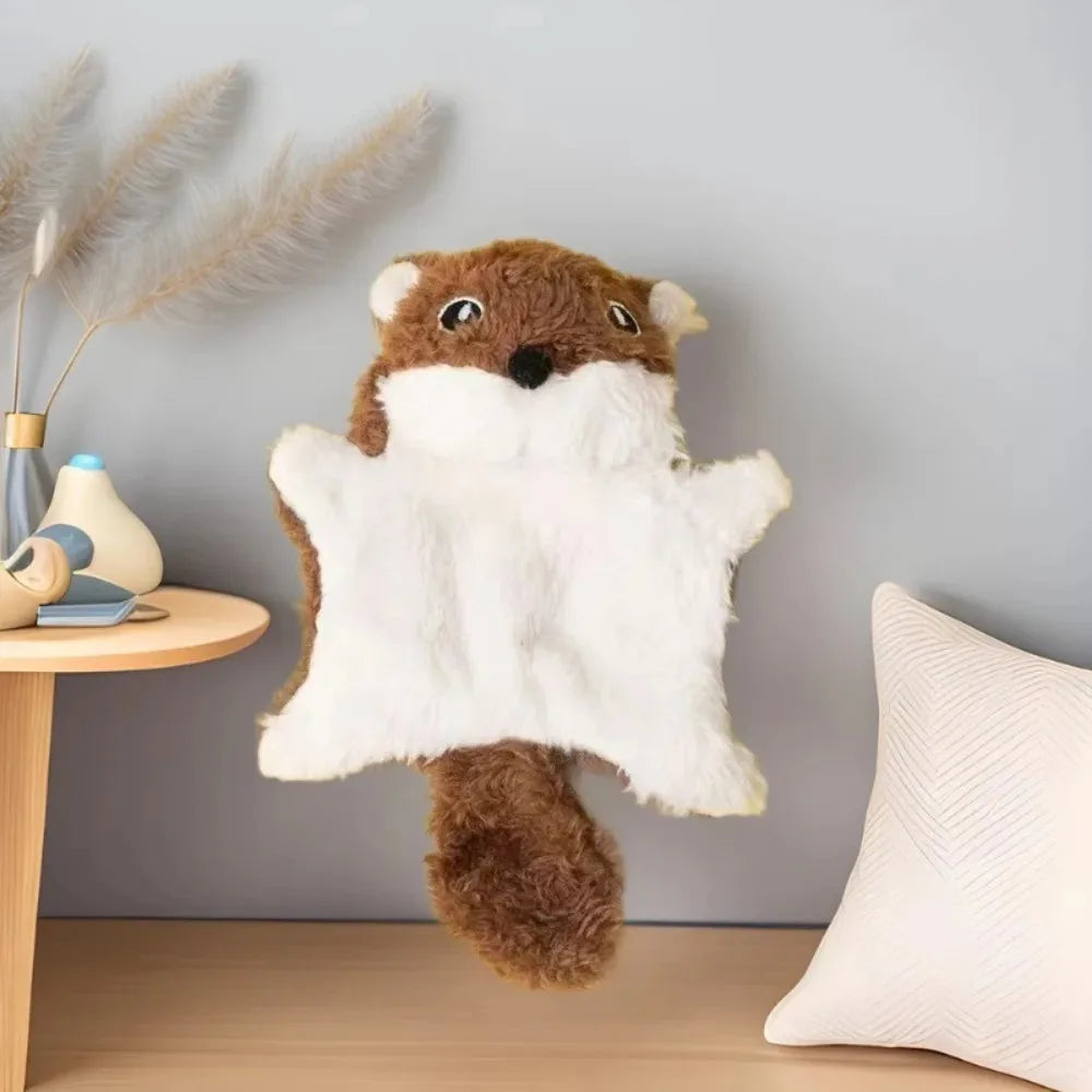 Plush Flying Squirrel Cat Teaser Toy with Crinkle Sound