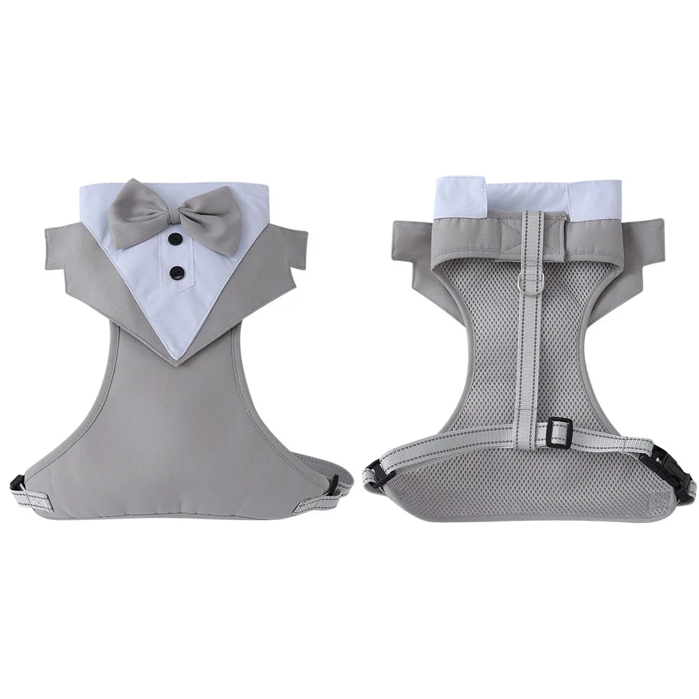 Tuxedo Dog Harness Vest with Bow Tie & D-Ring