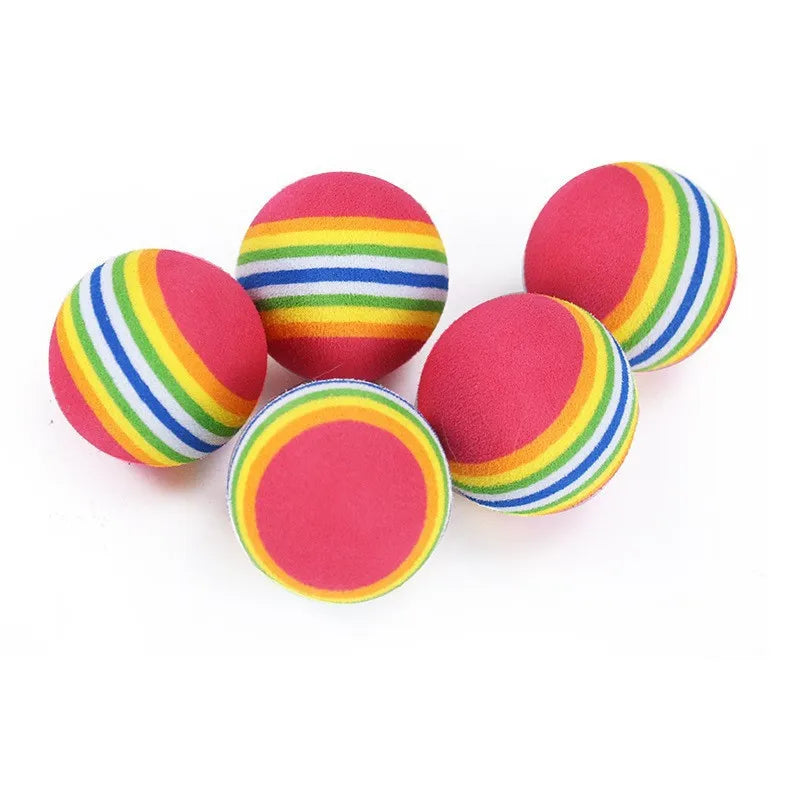 Balles Arc-en-ciel pour Chats - Pack Multiple de Balles Élastiques Silencieuses