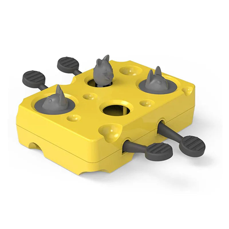 Whack-a-Mole Cat Puzzle Toy – Cheese Box Treat Dispenser for Kittens
