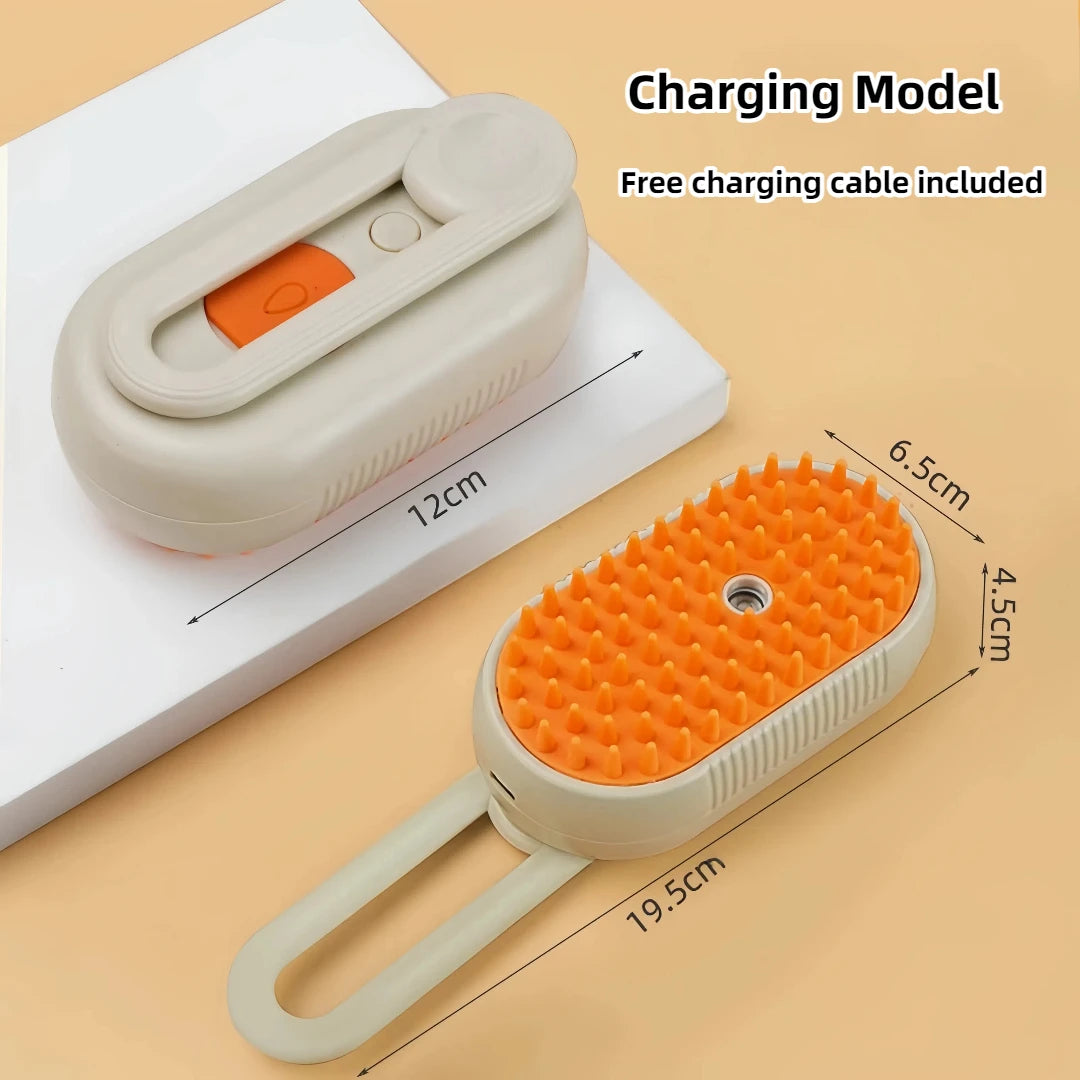 3-in-1 Electric Pet Steam Brush - Grooming, Cleaning & Massage Comb