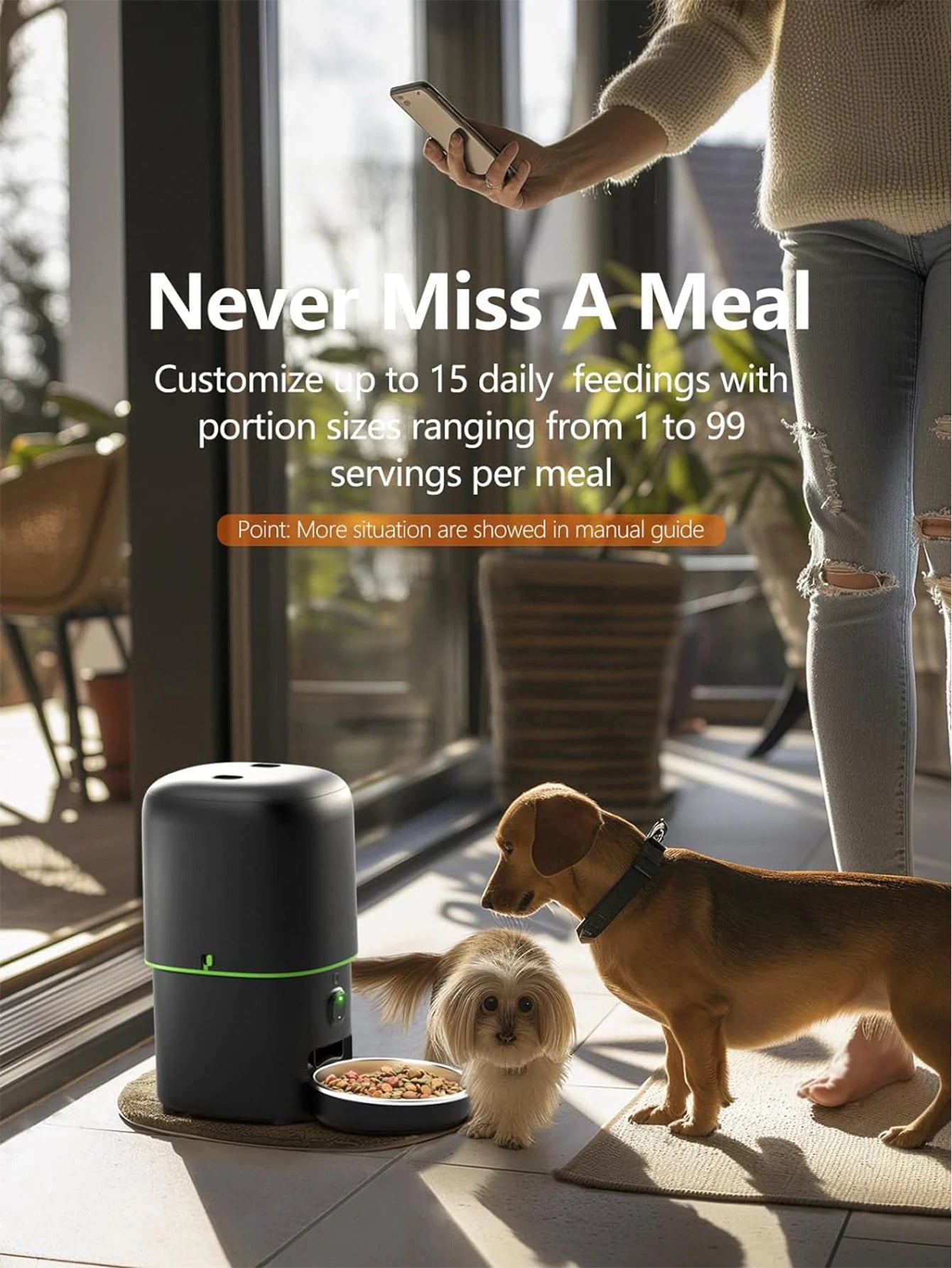 Smart Pet Feeder with 1080P Camera, Night Vision & Two-Way Audio — 2.4G/5G Wi-Fi, Tuya App