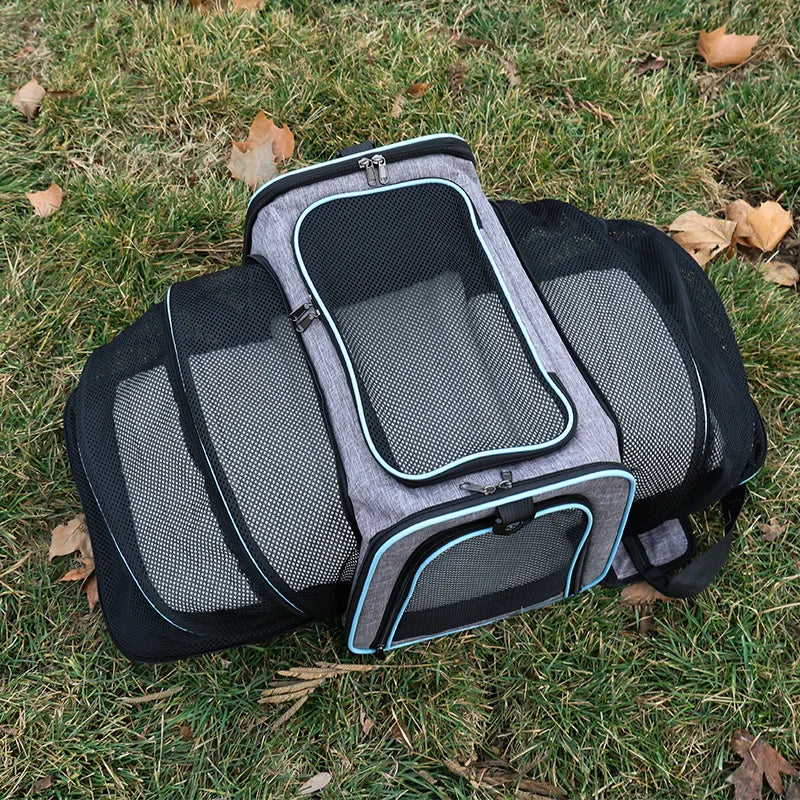 Foldable Expandable Pet Carrier Bag | Breathable Mesh Handheld Bag for Cats & Small Dogs