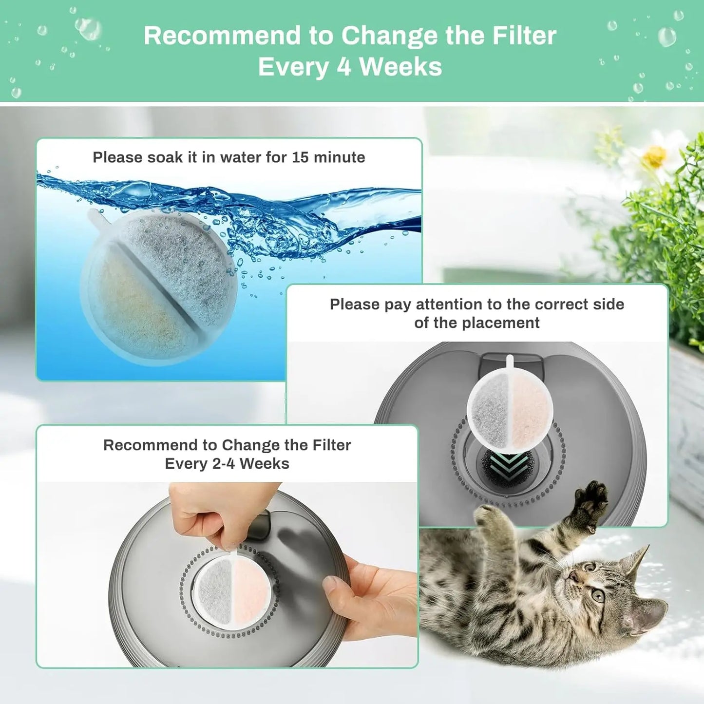 Cat Water Fountain Replacement Filters - 2.5L