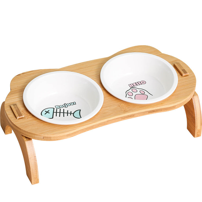 Gamelles surélevées pour chats - Gamelles surélevées en bambou pour chats et petits chiens