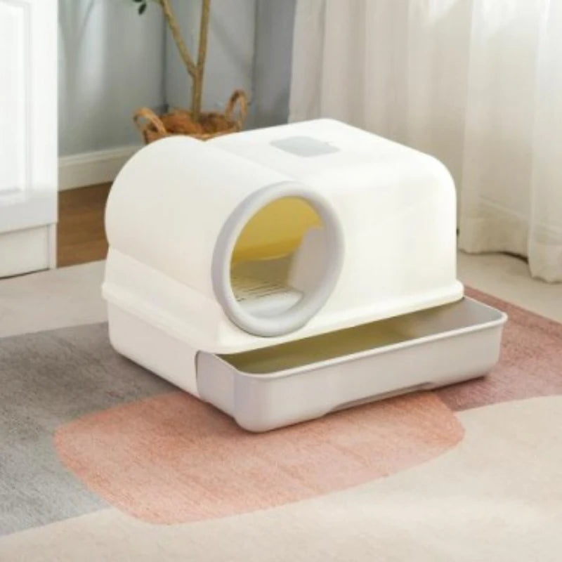 Extra Large Enclosed Self-Cleaning Cat Litter Box — Anti-Splash Foldable Drawer & Odour Control