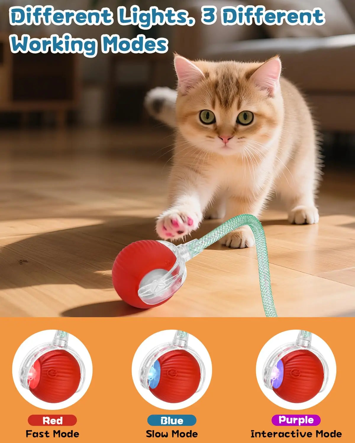 Balle interactive pour chat - Balle roulante automatique avec queue - Soins pour animaux plus intelligents