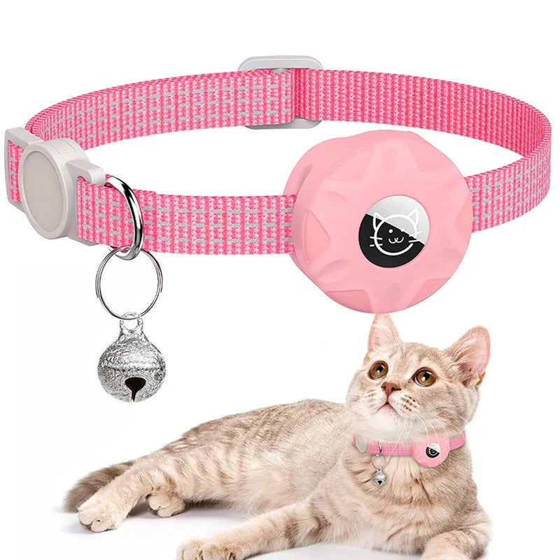 Support de collier pour animaux de compagnie avec design réfléchissant - Étui AirTag en silicone avec clochette