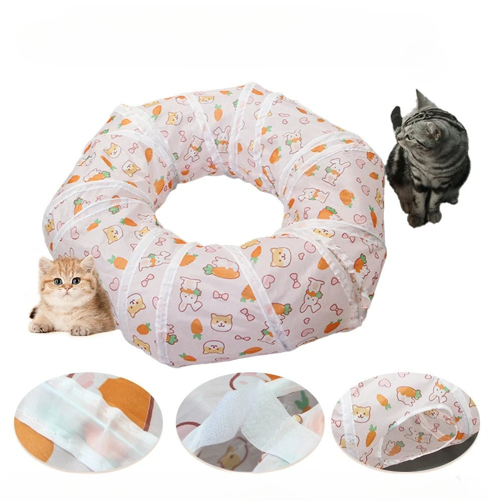 Tunnel pour chat - Tunnel de jeu rond pliable