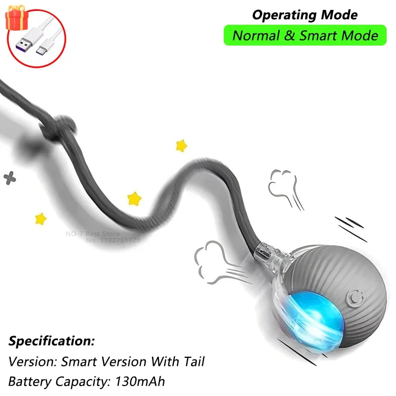 Balle interactive pour chat - Balle roulante automatique avec queue - Soins pour animaux plus intelligents