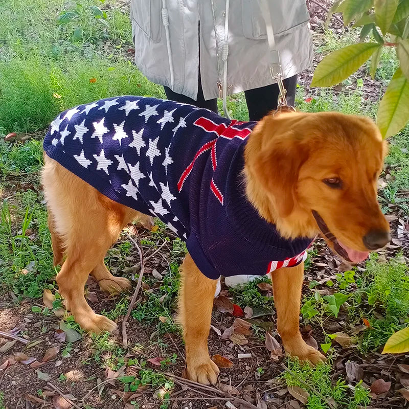 Autumn Winter Elk Print Knit Sweater for Medium & Large Dogs