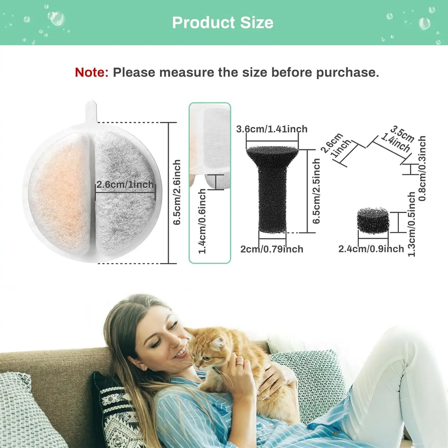 Cat Water Fountain Replacement Filters - 2.5L