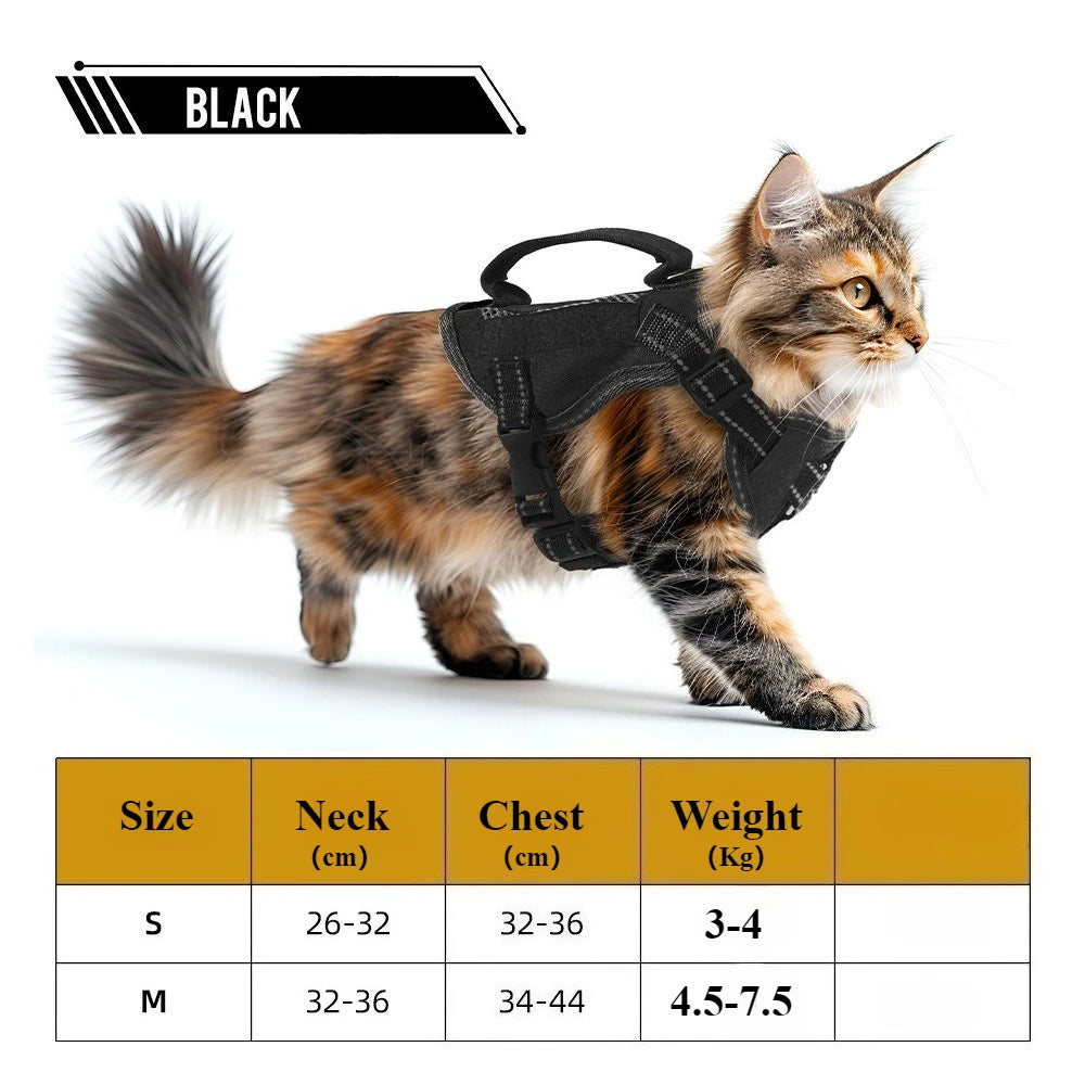 Harnais tactique réfléchissant avec poignée pour chats et chatons