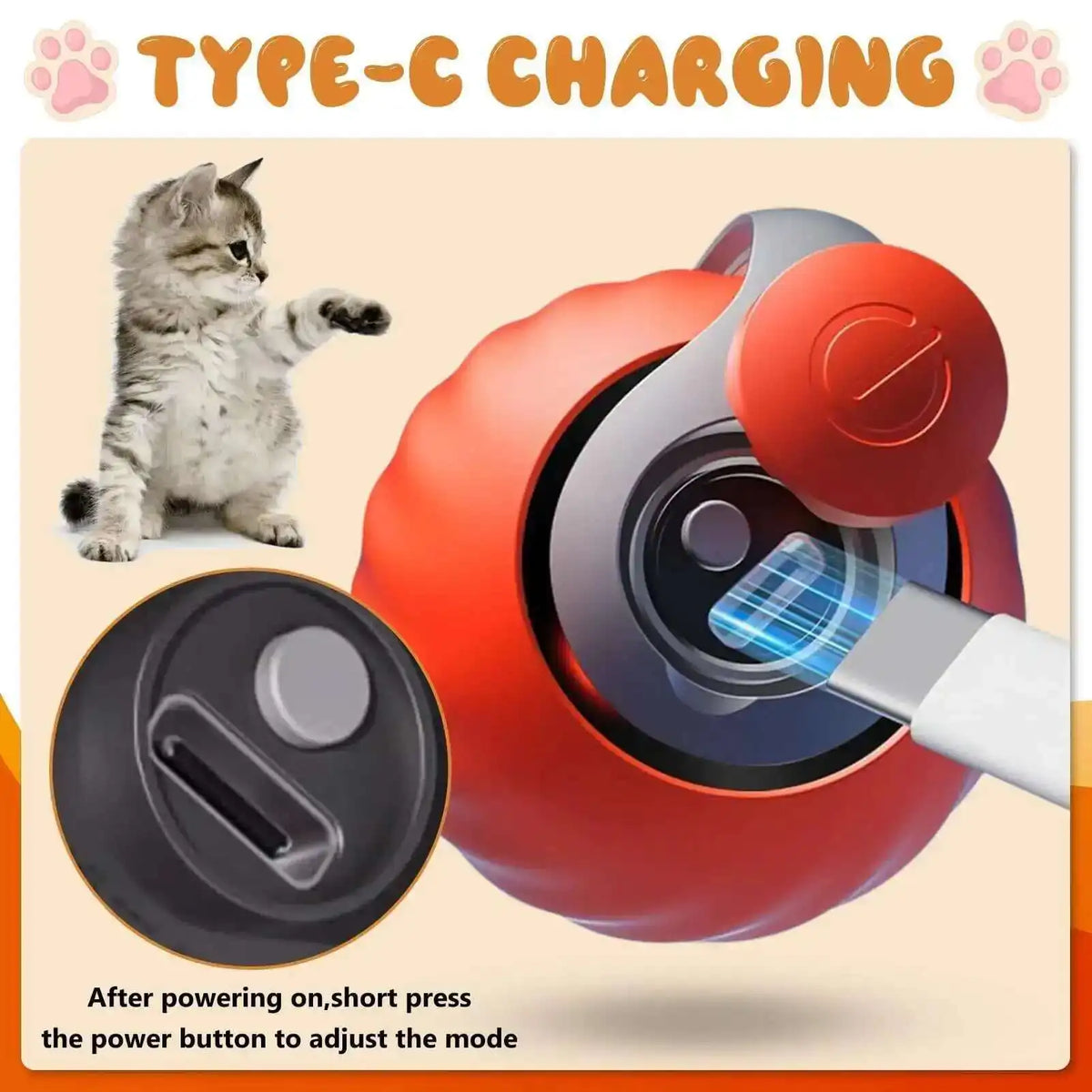 Smart Touch & Motion Activated Rolling Ball Toy for Cats & Dogs