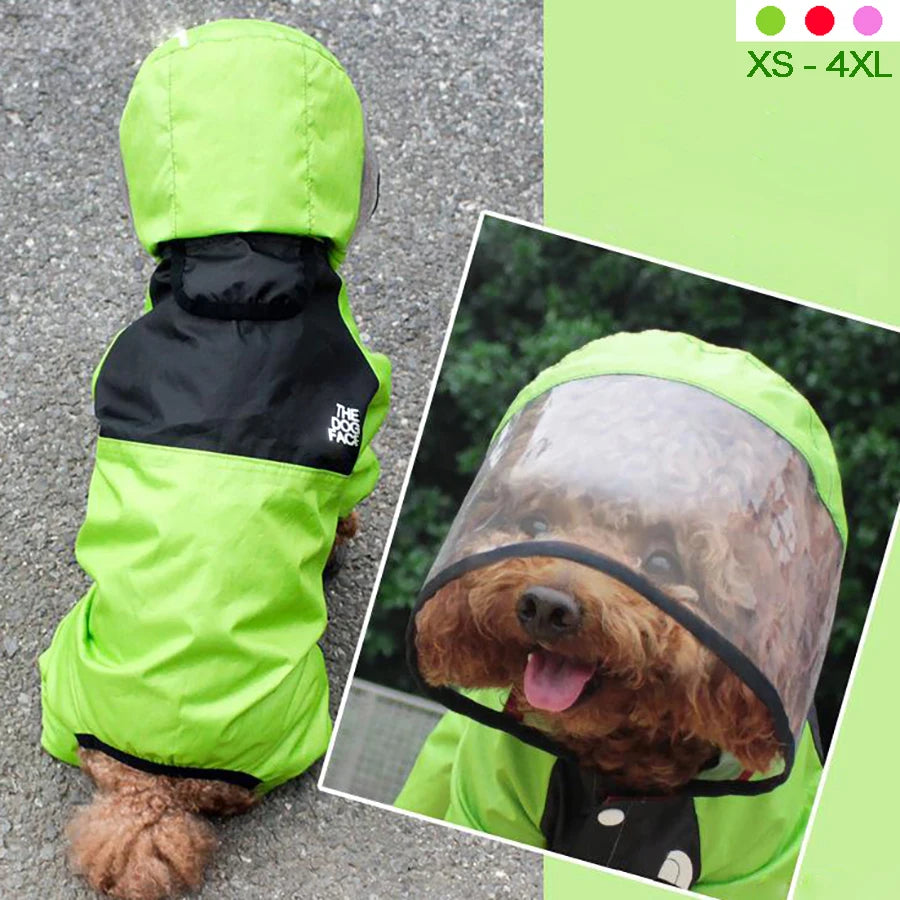 Transparent Hooded Raincoat Jumpsuit for Dogs & Cats