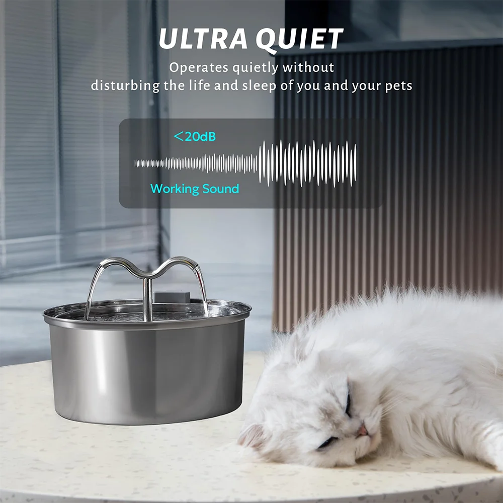 Fontaine à eau pour chat 3,2 L, fontaine de circulation avec système de triple filtration, gamelles d'eau multiples pour chats et chiens