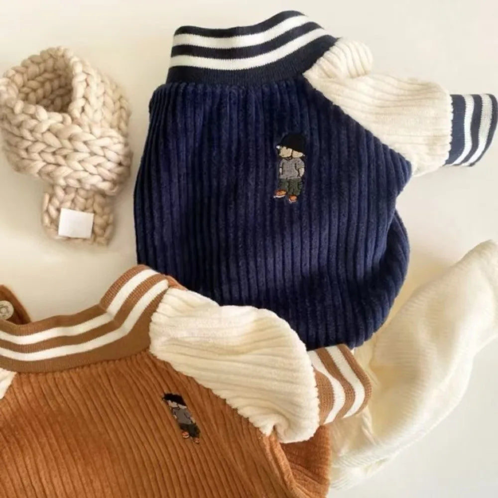 Embroidered Dog Baseball Jacket – Warm Cotton Pet Coat