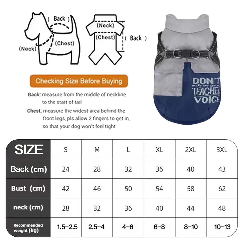 Reflective Winter Vest Harness Jacket for Dogs & Cats